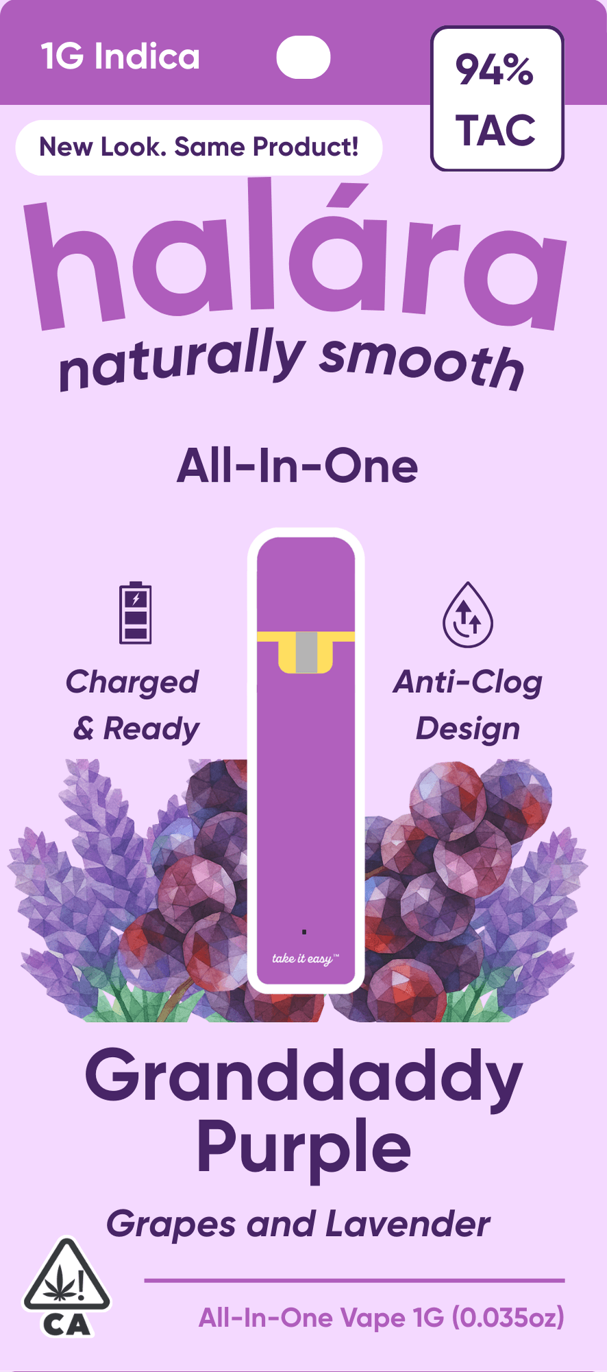 Halara Granddaddy Purple All-in-One packaging
