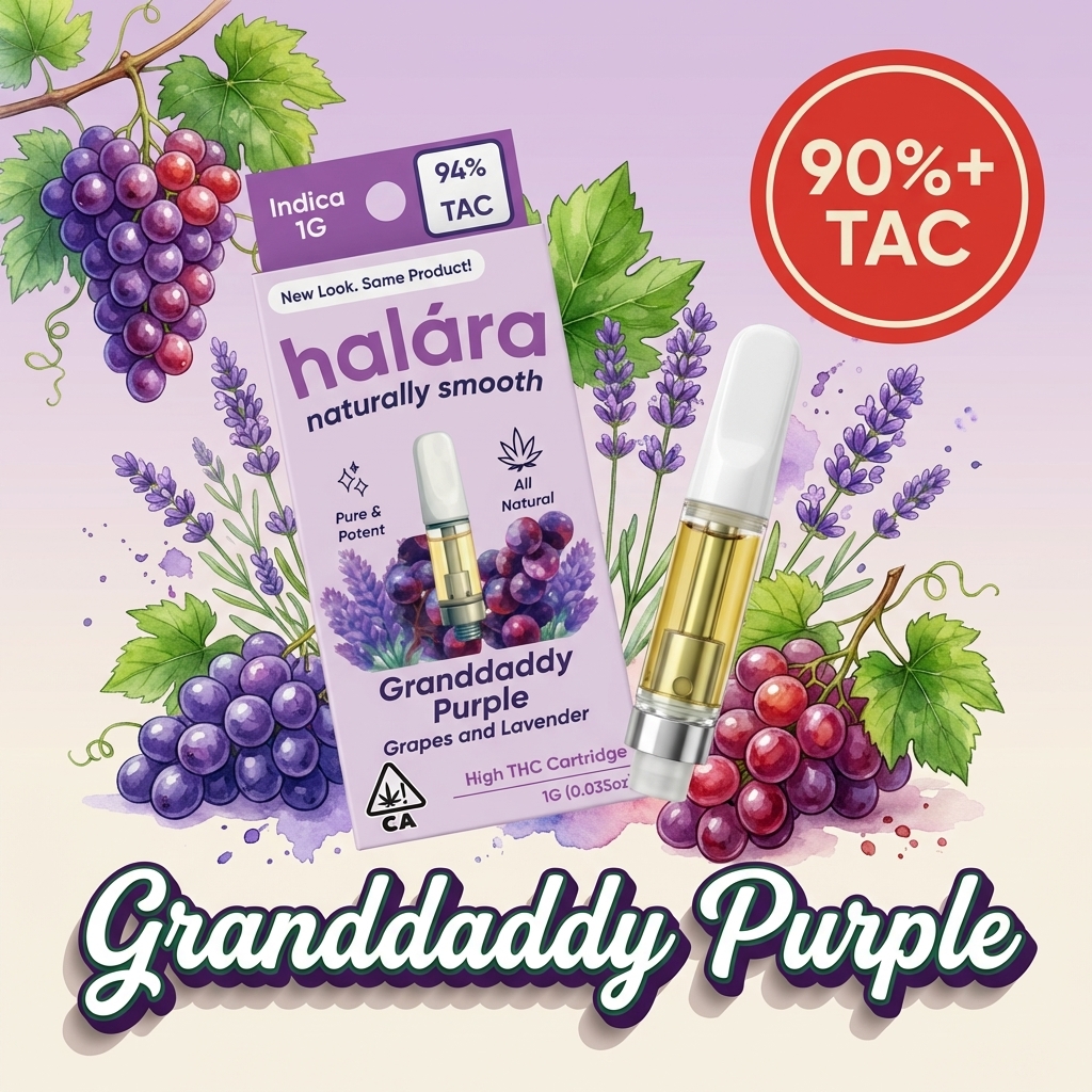 Granddaddy Purple Indica Cannabis Vape — High THC | Halara Cannabis