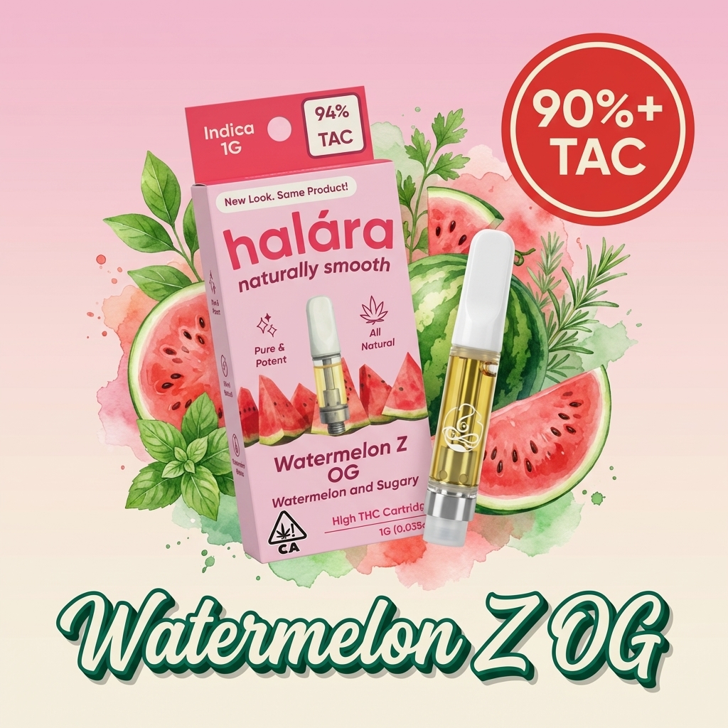 Watermelon Z OG Indica Cannabis Vape — High THC | Halara Cannabis